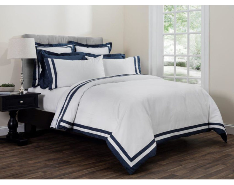 Ensemble de draps 100% coton à densité de tissage 300 fils Vilanova, Ensemble de draps pour taille de lit double et deu