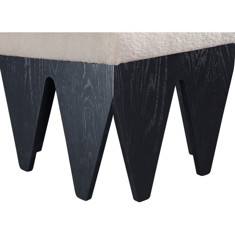 Banc en tissu Altair, Noir, Velours beige