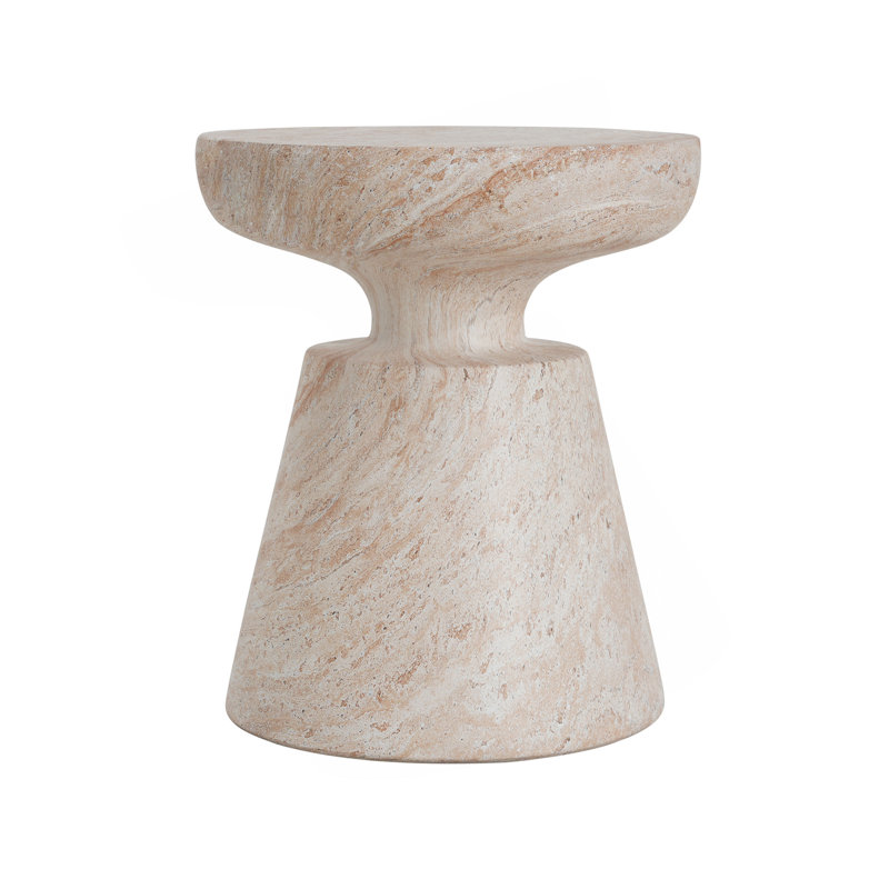 Table d'appoint d'extérieur / d'intérieur en béton léger, finition travertin