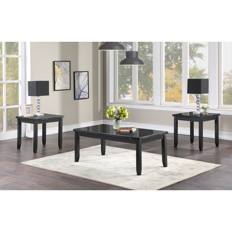 Ensemble de table de 3 pièces, Noir