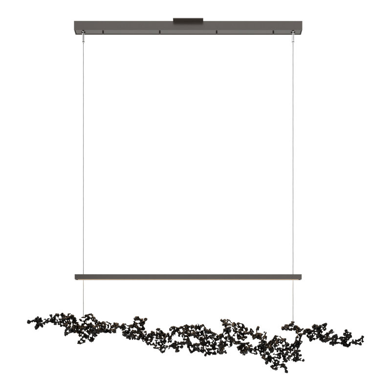 Luminaire suspendu linéaire à 1 lumière pour îlot de cuisine Coral, Noir, Bronze huilé