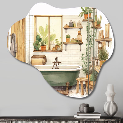 «Natural Bathroom Decor», impression murale en métal asymétrique