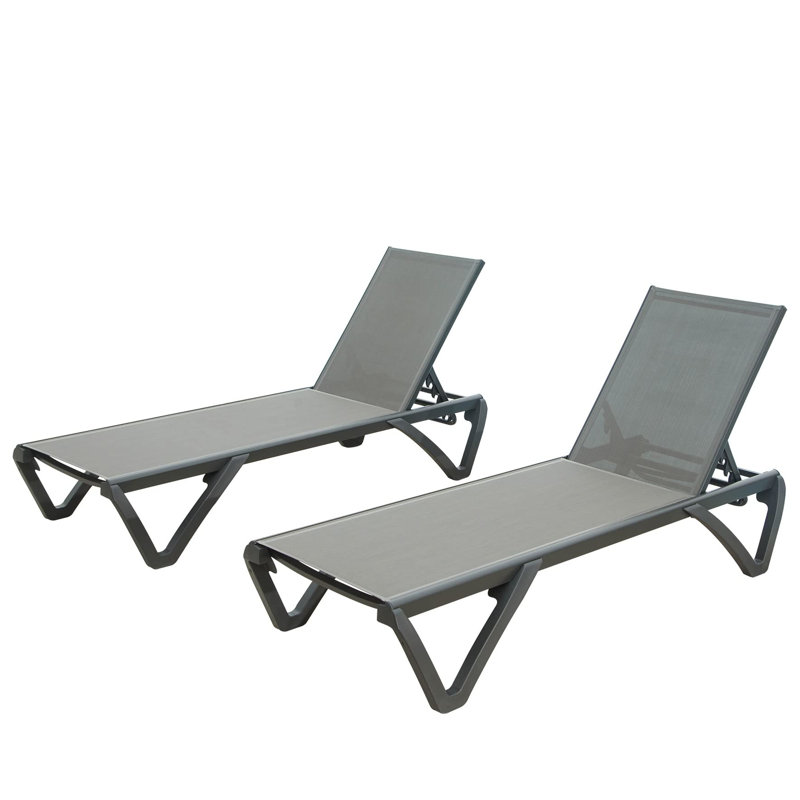Chaise longue de patio avec dossier réglable, structure en aluminium durable et tissu à séchage rapide pour une détente en plein air