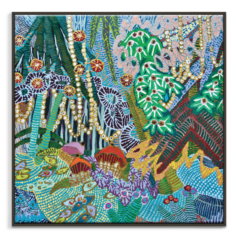 In A Garden by Lia Porto - Painting on Canvas, 76cm H x 76cm W, Black