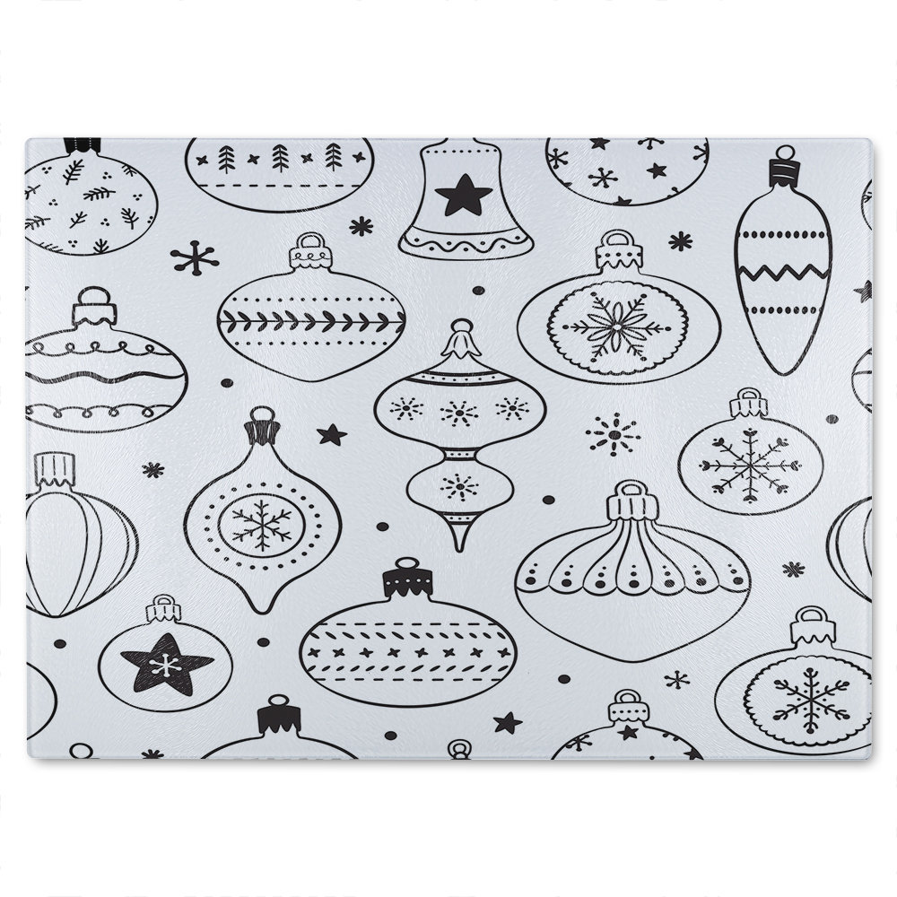 Hand Drawn Christmas Decorations Dining Glass Chopping Board