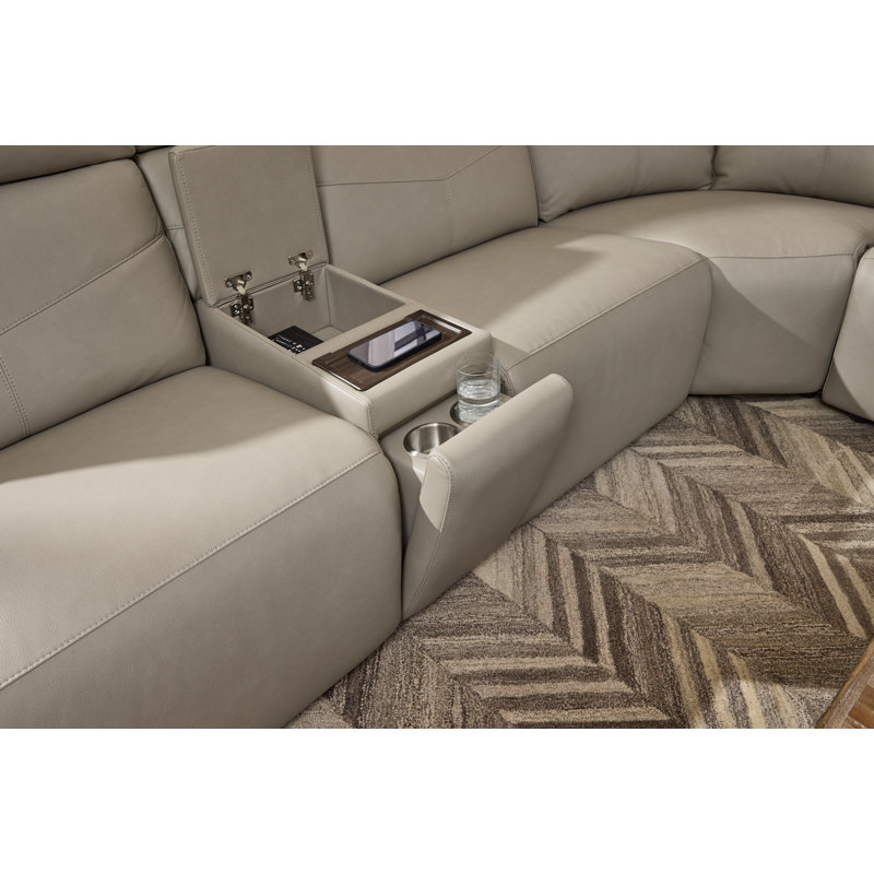 Titus 5 Seat Sectional With Console, Gray Polyurethane