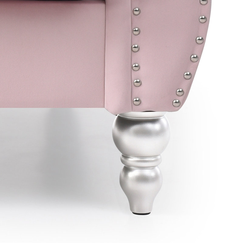 2 - Piece Upholstered Sectional, Pink Velvet