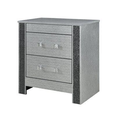 Table de chevet en hévéa argent avec compartiment caché et rangement spacieux