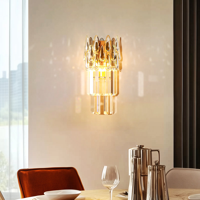Wall Crystal Sconce Light Wall Mounted Lamp Lighting Gold Frame