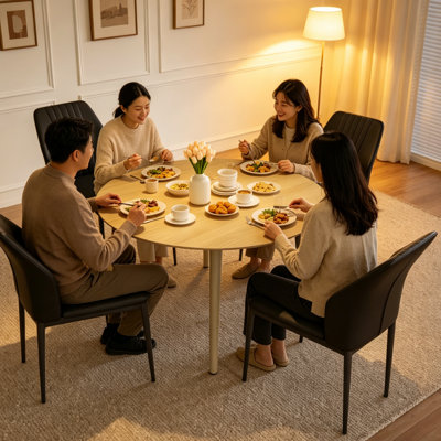 Ensemble de table de salle à manger ronde, petite table de salle à manger ronde Mid-Century moderne, permettant d'économiser de l'espace (1 table + 4 chaises)