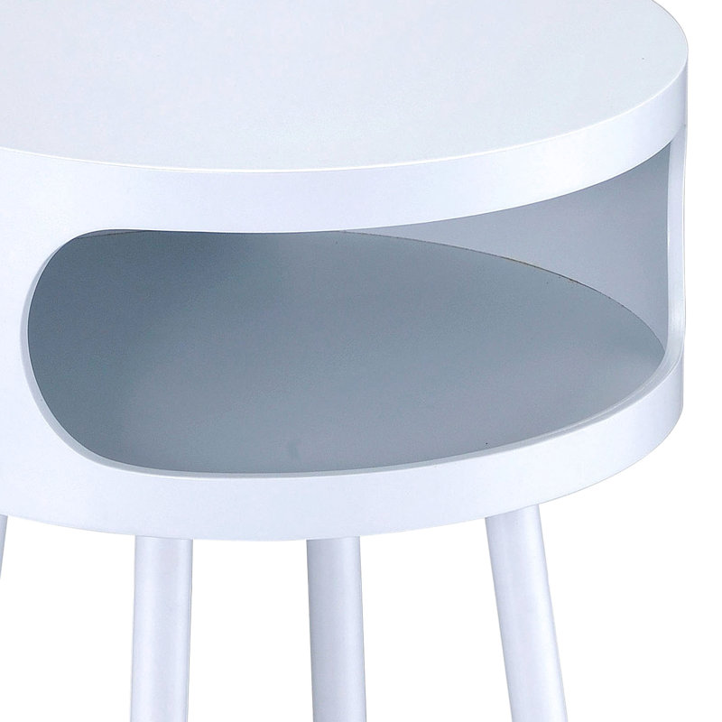 Table de bout en bois naturel blanc et métal