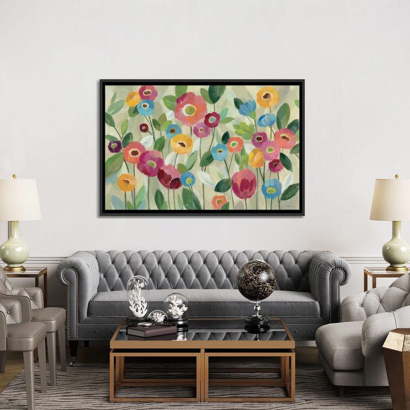 Esdert, conte de fées, art floral, H 40 po x l 60 po x P 1,5 po, Toile avec cadre noir