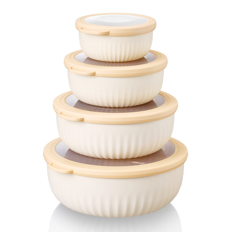 Sorbus 4-pack Round Stackable Airtight Food Storage Containers With Lids - Reusable Plastic Bowls- For Meal Prep, Leftovers, Freezer, Mixing, Salads