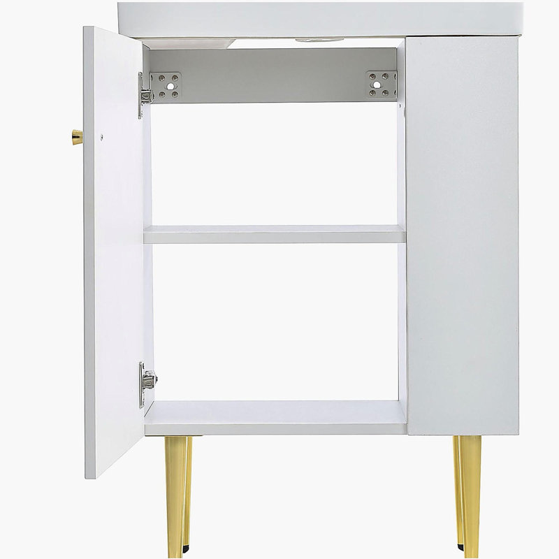 Meuble-lavabo avec porte en céramique 21,6 po, Blanc