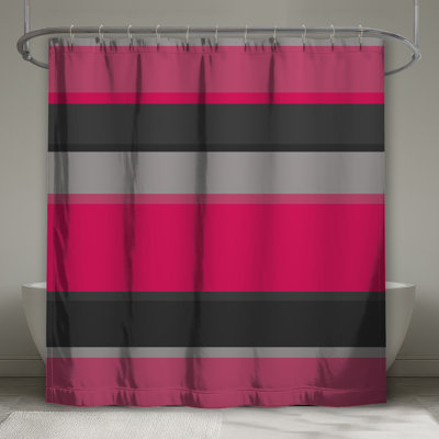 Rideau de douche rose, gris, noir et très long