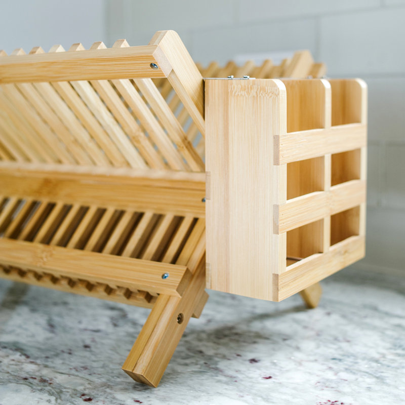 Adjustable Bamboo Two Tier Dish Rack