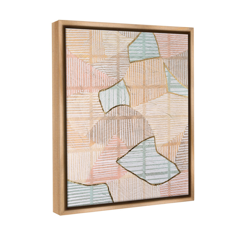 «Stripe Patterned Abstraction» par Vanna Lam sur toile, H 31 po x l 25 po, Cadre flottant orme Montalcino