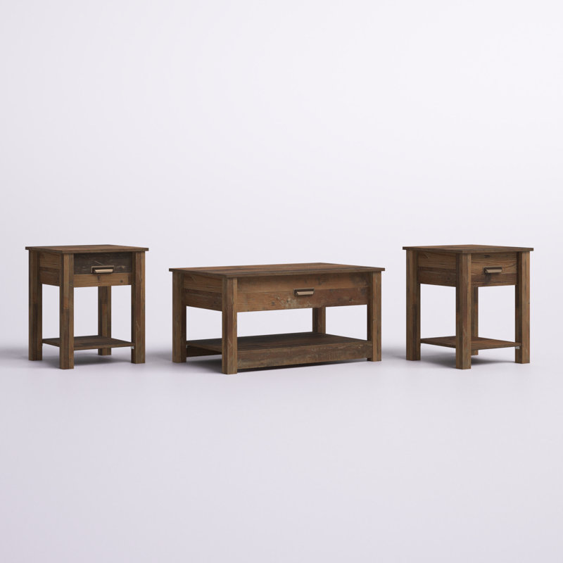 Ensemble de tables basses 3 pièces Lanarose, Chêne rétro