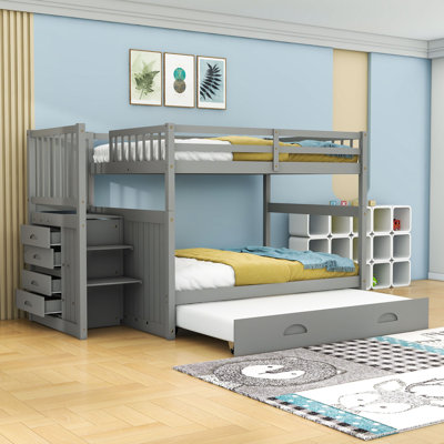 Gerge Full over Full 4 Drawer Standard Bunk Bed with Trundle by Harriet Bee