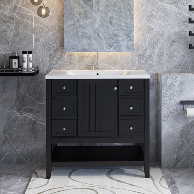 Ensemble de meuble-lavabo simple 36 po avec plateau en céramique Sonaya