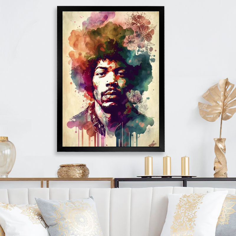 «Hollywood Musician III», reproduction sur toile, H 32 po x l 24 po x P 1 po, Impression noire sur toile encadrée