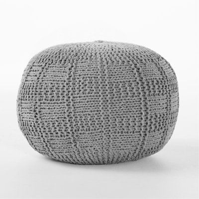 Charming Knitted Cotton Pouf For Stylish Home Decor And Comfort