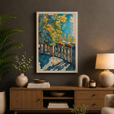 Sunlit Balcony Garden Coastal - Wrapped Canvas