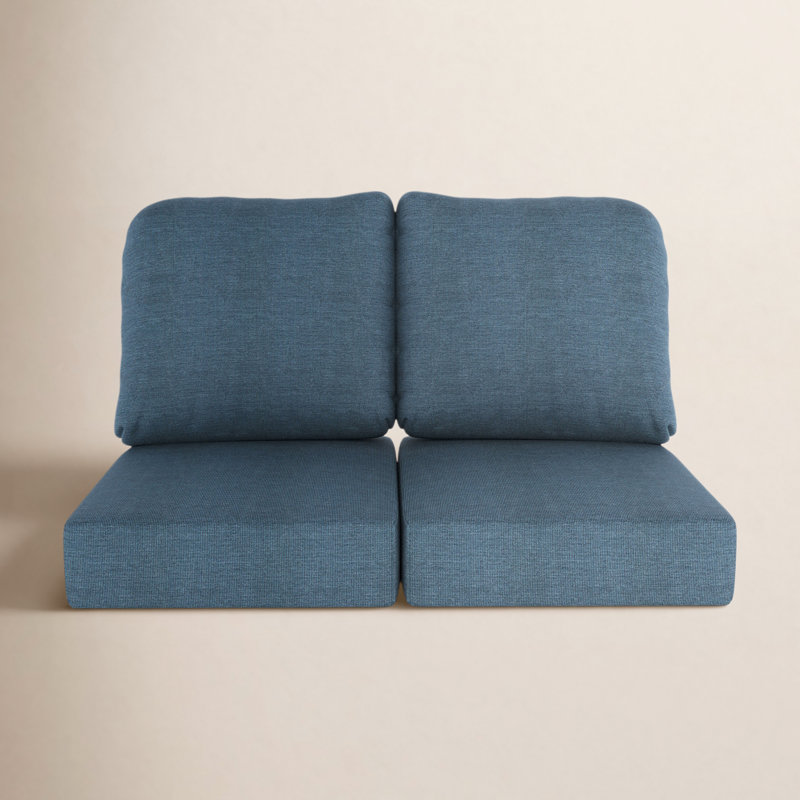 Amala Sunbrella® Indoor/Outdoor Loveseat Cushion, Spectrum Denim Sunbrella®