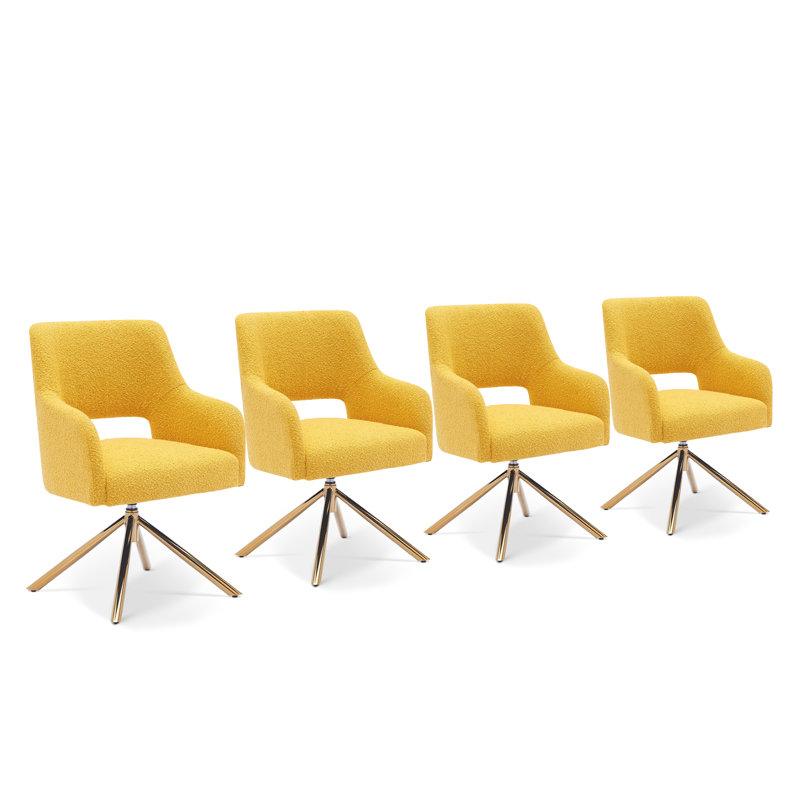 Fauteuil pivotant rembourré Breann, Mélange de polyester jaune
