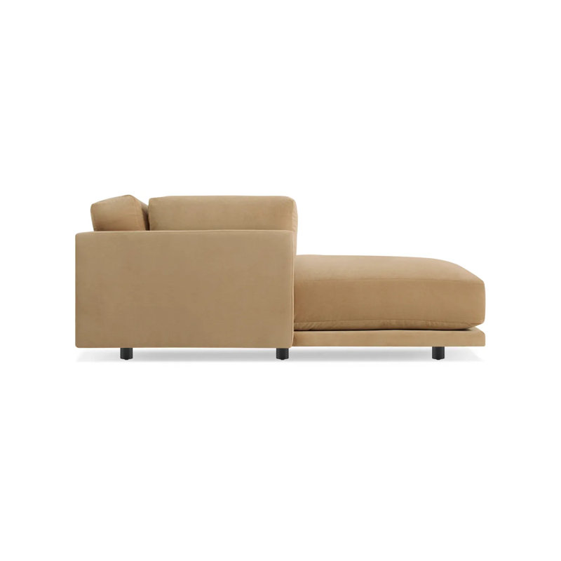 Sunday Chaise Lounge, Left Hand Facing, Camel Velvet Polyester Blend