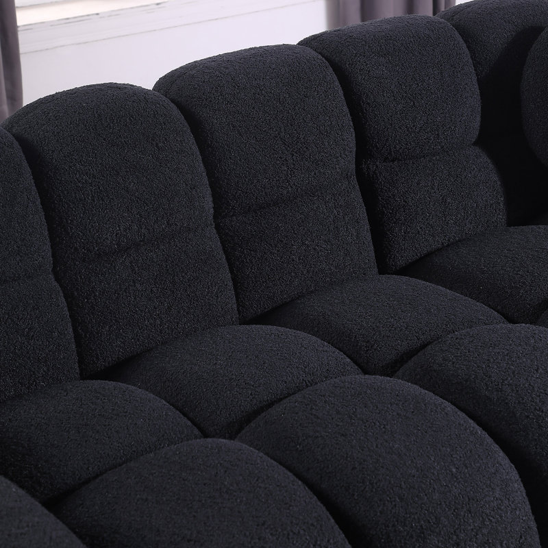 Structure du corps humain, canapé guimauve, canapé 2 places, canapé confortable, H 28 po x l 87,4 po x P 36 po, Bouclé noir