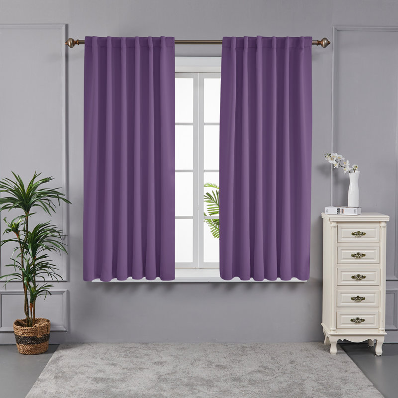 Taburao Back Tab Room Darkening Curtain Pair, 42" W x 54" L, Purple