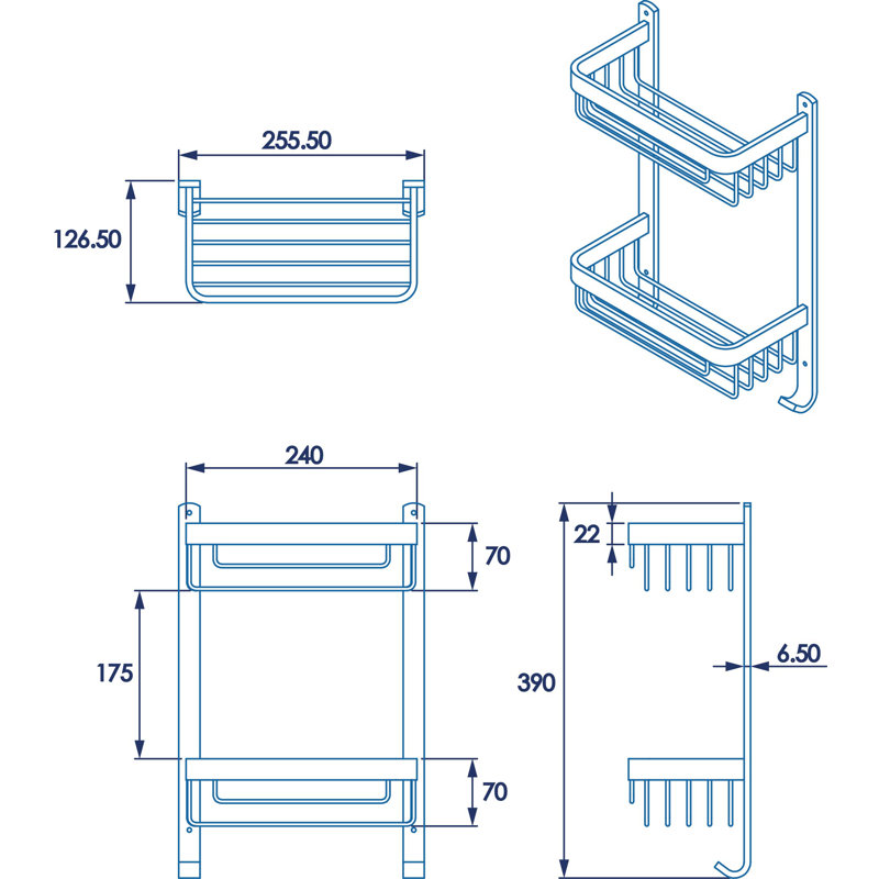 Aluminium Storage Shower Caddy