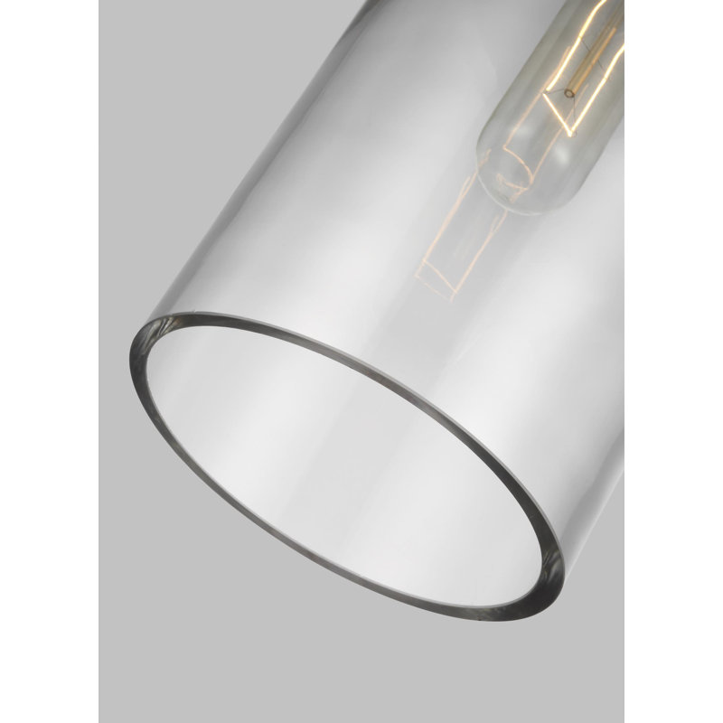 Garrett 1 - Light Single Cylinder Pendant by Chapman & Myers, Polished Nickel, 21.75" H x 5.5" W x 5.5" D