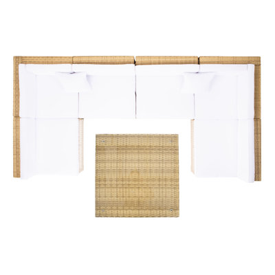 Ensemble de conversation modulaire en rotin 7 pièces avec coussins Azrien