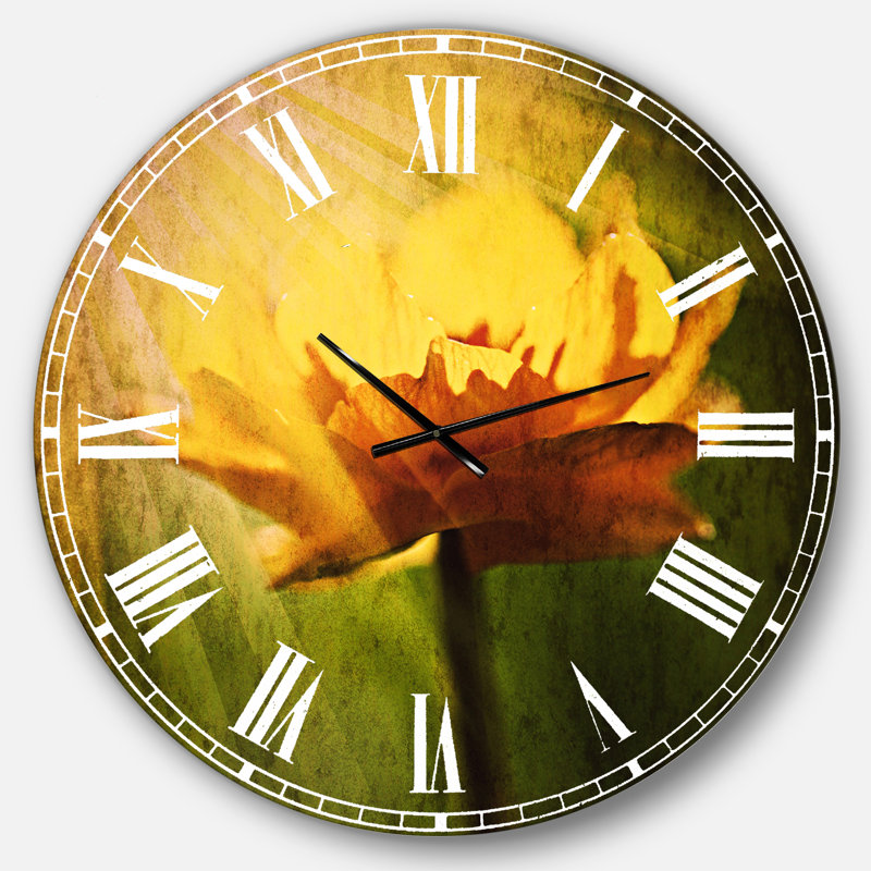 Grande fleur jaune en vedette - Horloge murale traditionnelle, Grand