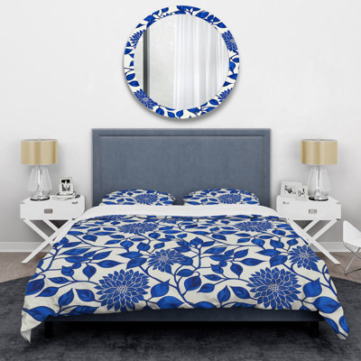 Ensemble de housse de couette Cobalt Blue Floral Transitional II - Transitional