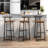 Set Of 3 Bar Stools With Backrest, Footrest And Metal Frame