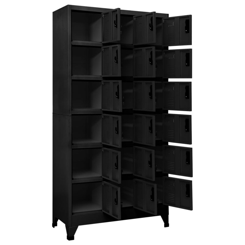 Metal 90cm Employee Locker with Key, Black