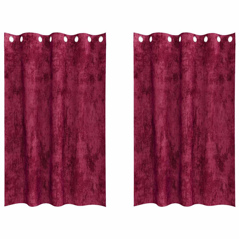 Alithia Velvet Room Darkening Curtain Pair, 140cm Width x 175cm Drop, Wine Red