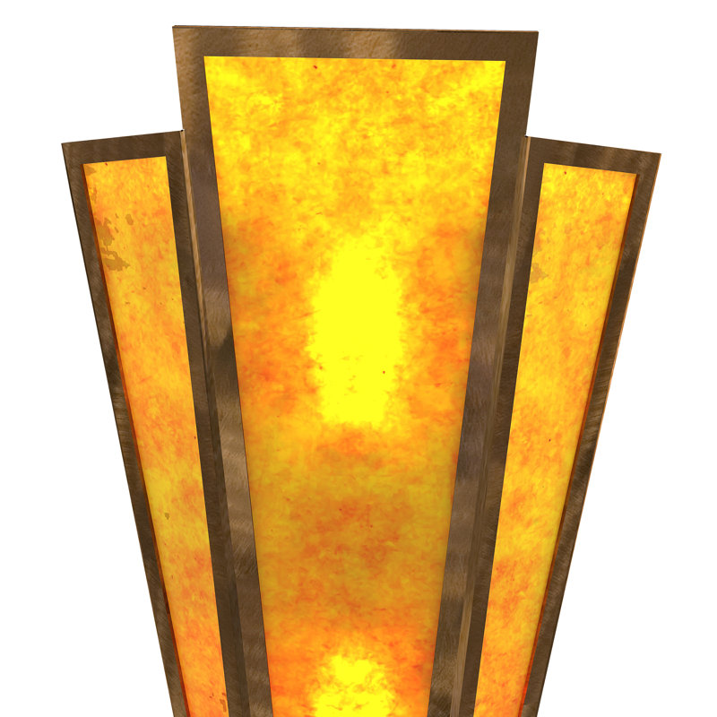 2 - Light Flush Mounted Sconce, Antique Copper, Amber