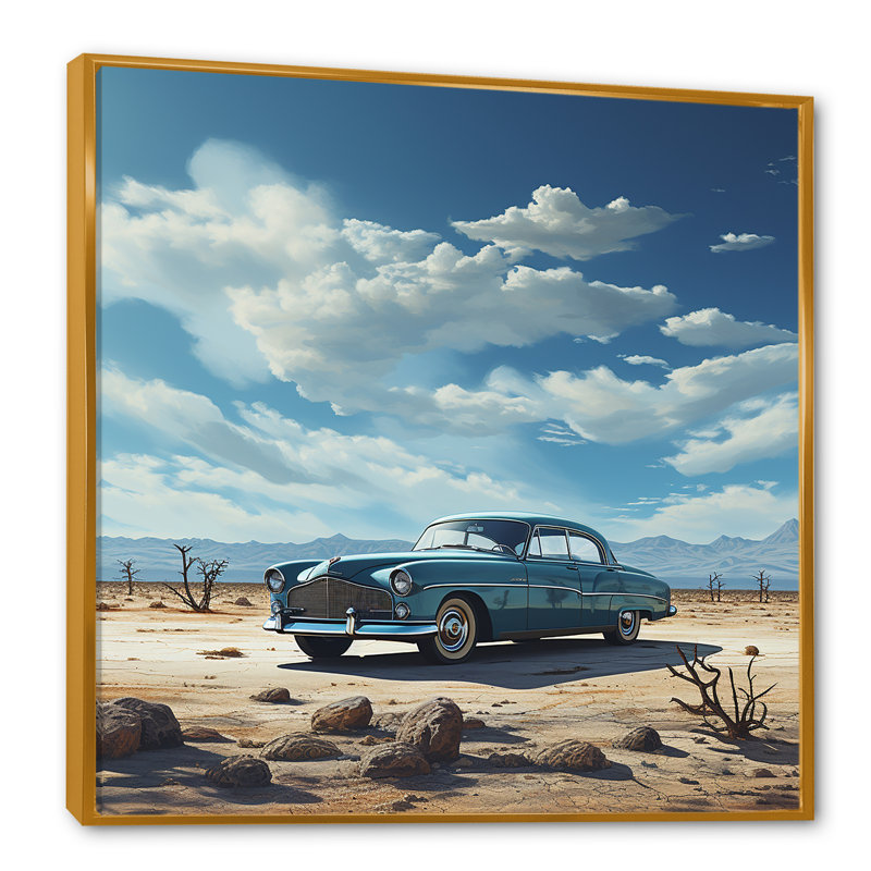 Une voiture rétro I sur toile, Cadre flottant doré, H 24 po x l 24 po x P 1 po