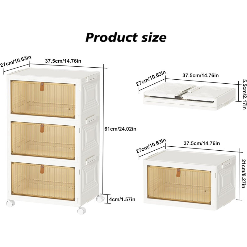 Closet Organizers and Storage 70Qt 3 Pack Stackable Storage Bins with 1 Lid Closet Organizer Boxes for Clothes Foldable Storage Box for Clothes/Toys/Office Supplies/Snacks(23Qt X 3)