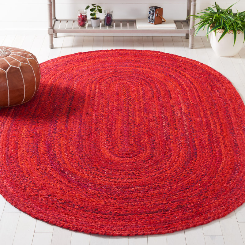 Cotton Hand Woven Area Rug, Oval 152 x 244 cm