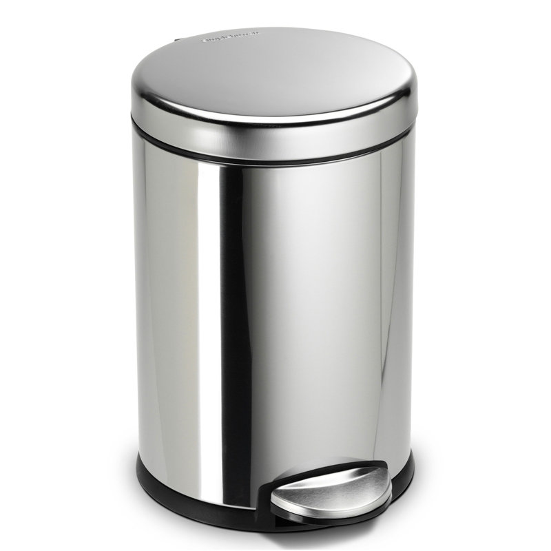 Simplehuman 4.5L Round Bathroom Pedal Bin, Polished Silver