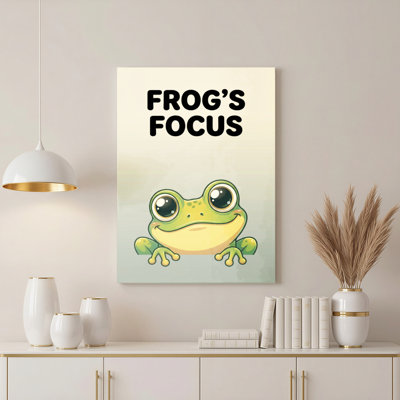 Frogs Focus Cartoon Frog Canvas Wrapped Wall Art Oil Painting Print Set Of 1