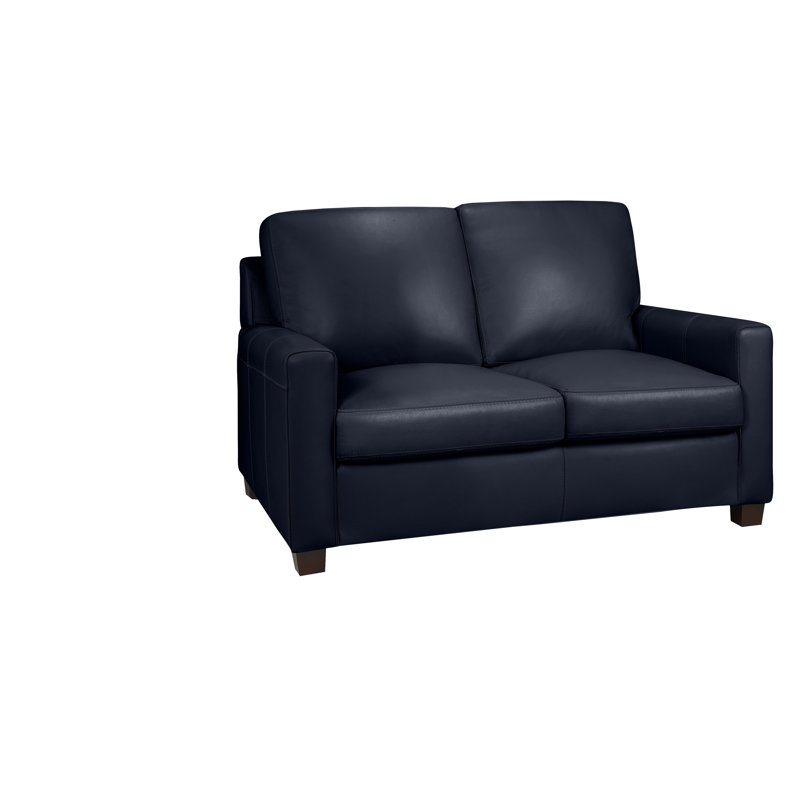 Anum Sofa, Navy Leather, 36" H x 54" W x 37" D
