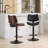 Walnut Bentwood Bar Stools Mid Century Modern Adjustable Counter Height Black Leather Upholstered 360°Swivel Bar Chairs for Kitchen Island/Dining Room/Cafe,Beige,Set of 2-1418533426-1418533428