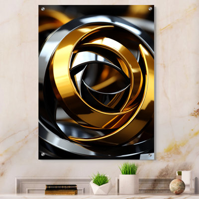Chevalier Circular Futuristic Gold Swirl - Abstract Spirals Acrylic Wall Art Decor