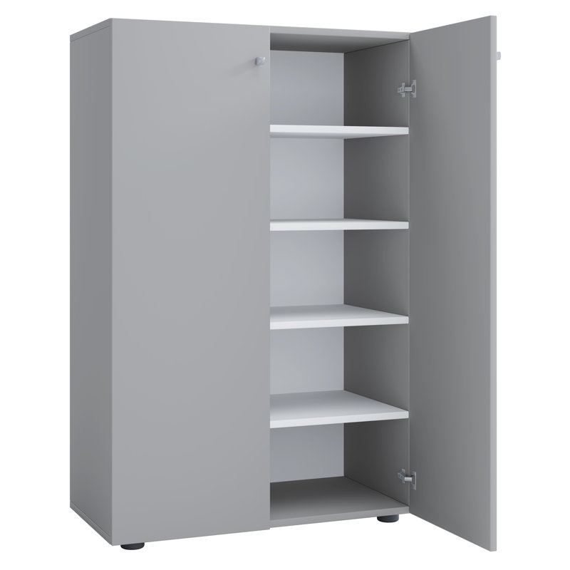 10 Pair Shoe Storage Cabinet, Grey/Brown/Blue